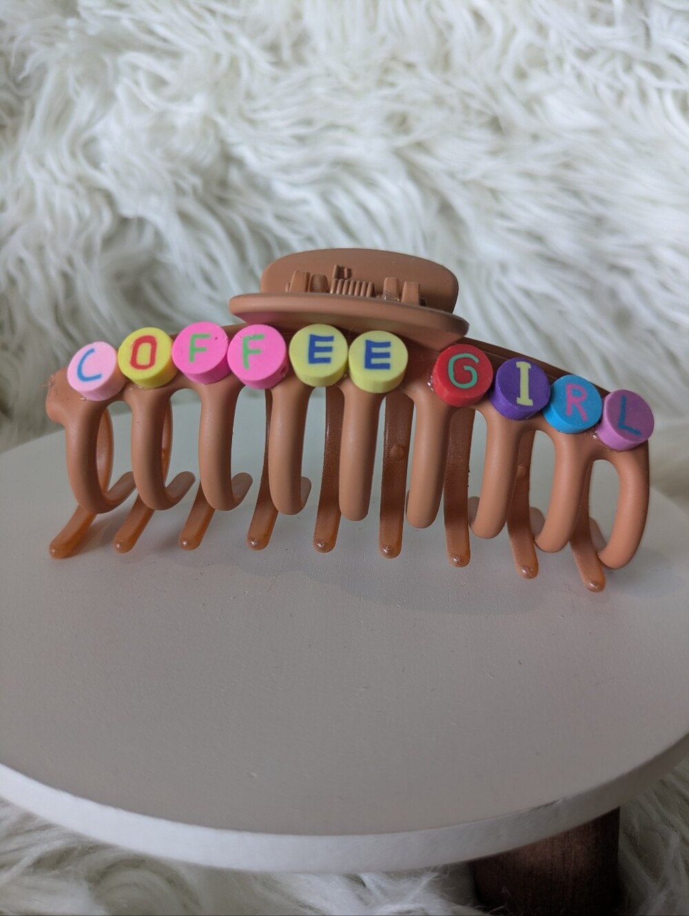 Coffee Girl Hair Clip Claw Style Handcrafted | NWT